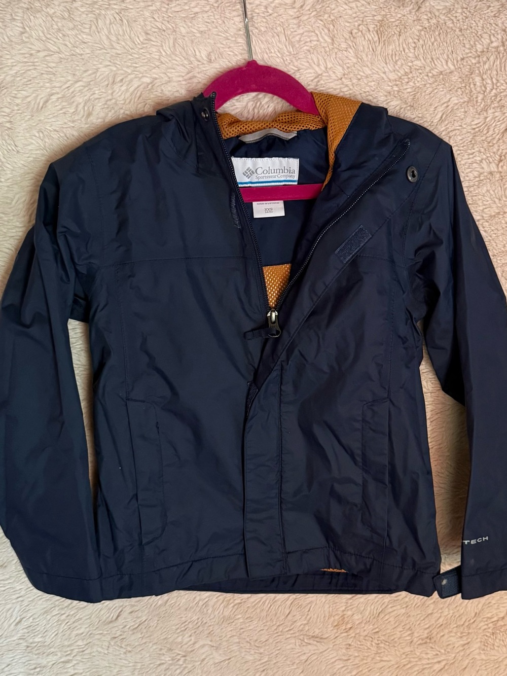 Columbia Kids Navy Raincoat with Orange Lining